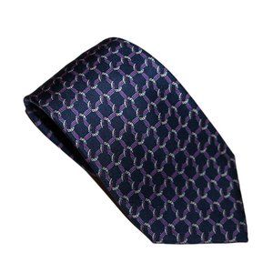 Hermes Paris 7124 FA Navy Horseshoe Silk Tie